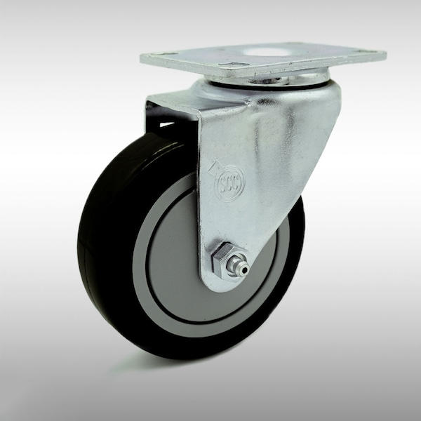 4 Inch SS Black Polyurethane Wheel Swivel Top Plate Caster